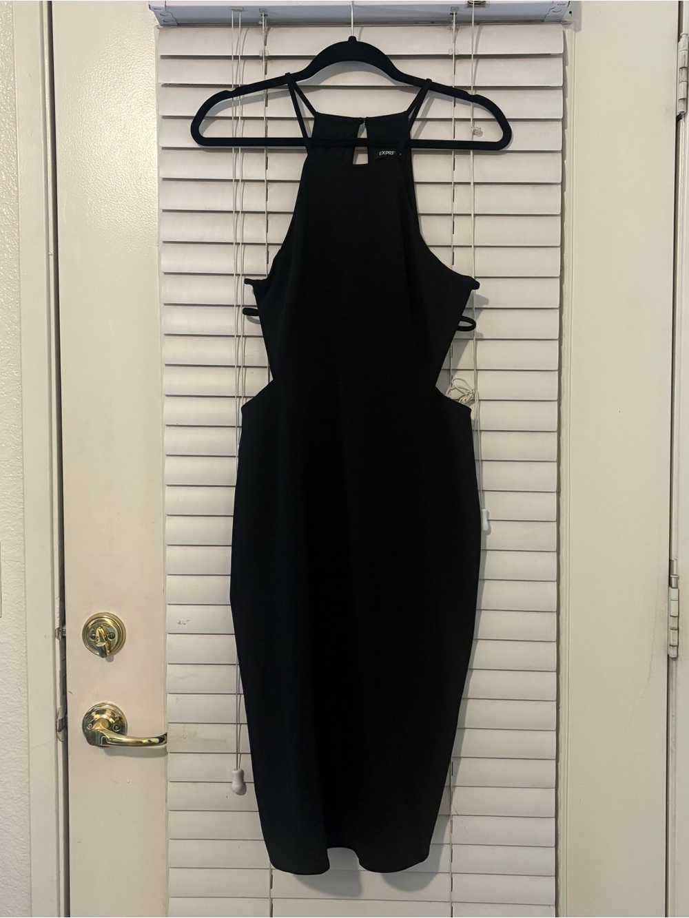 EXPRESS Black Cutout Bodycon Midi Dress Women’s Size M Sleeveless Lined